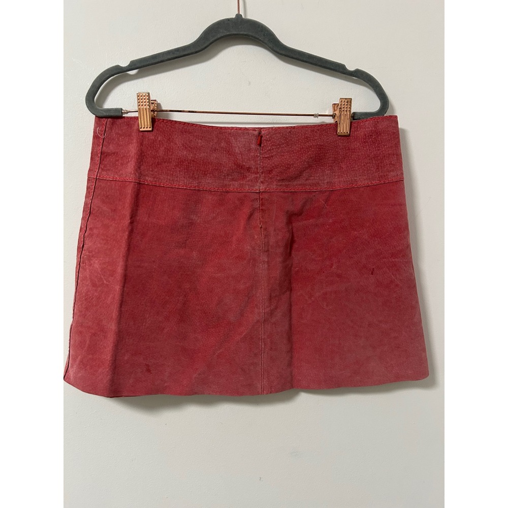 Wet Seal Suede Mini Skirt Womens 30 Waist Red Y2K Indie Sleaze Vintage Boho - Picture 3 of 7